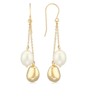 Pearl & Gold Double Dangle Earring