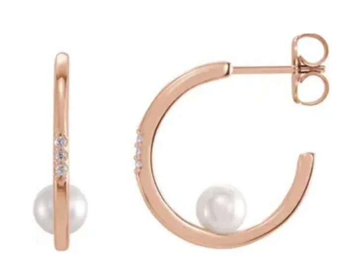 Pearl and Diamond Hoops