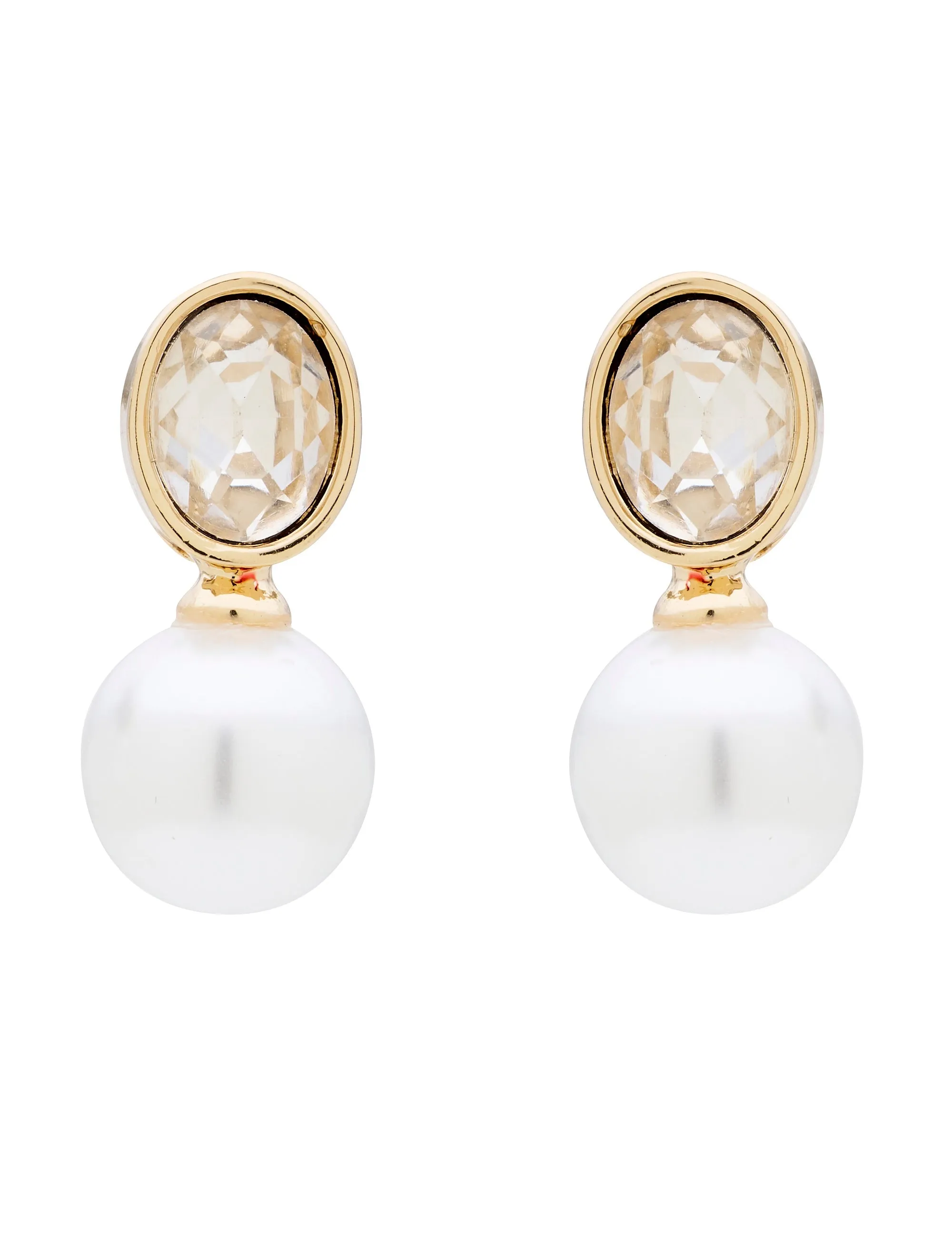 PEARL AND GLASS STONE STUD EARRINGS