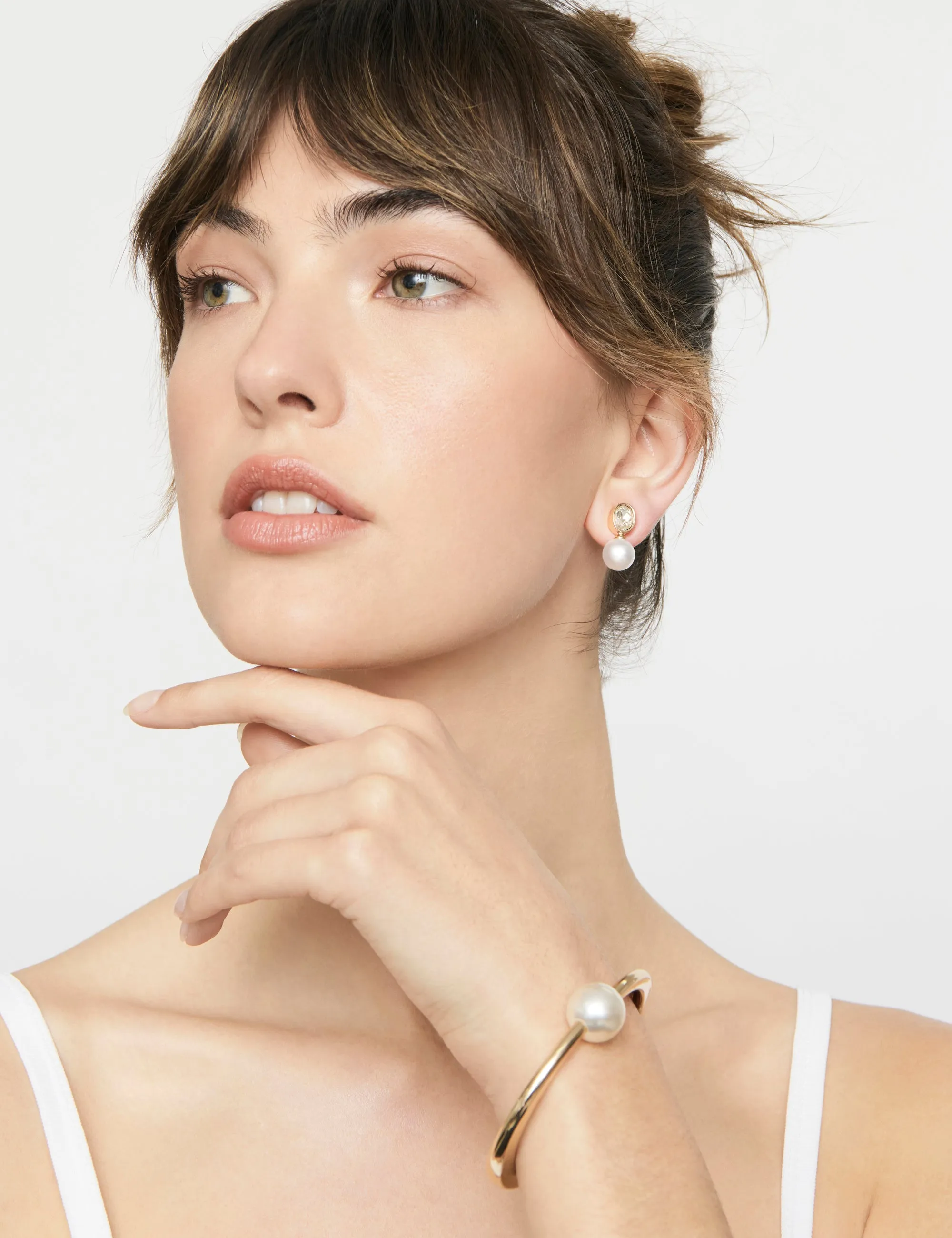 PEARL AND GLASS STONE STUD EARRINGS