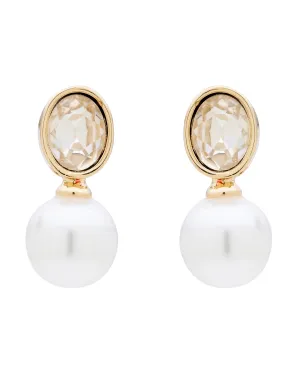PEARL AND GLASS STONE STUD EARRINGS