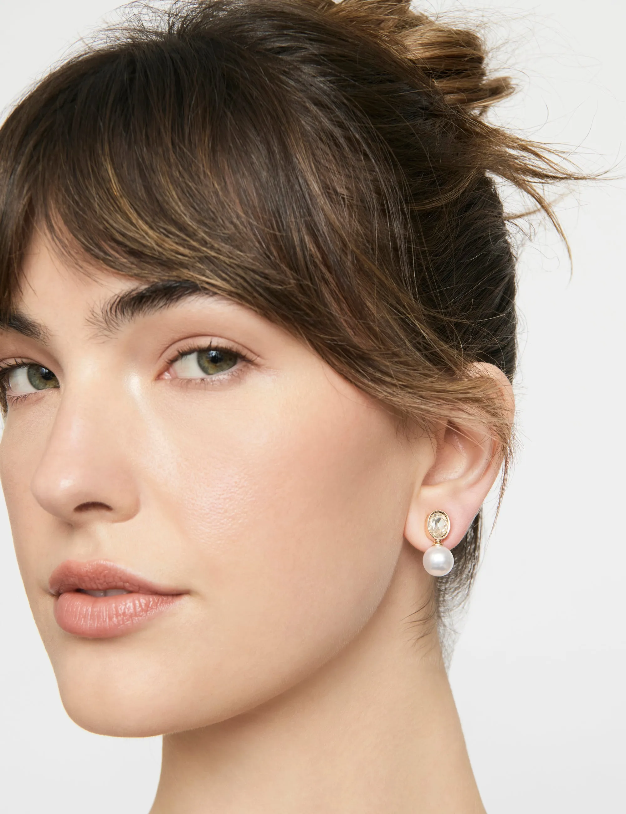 PEARL AND GLASS STONE STUD EARRINGS