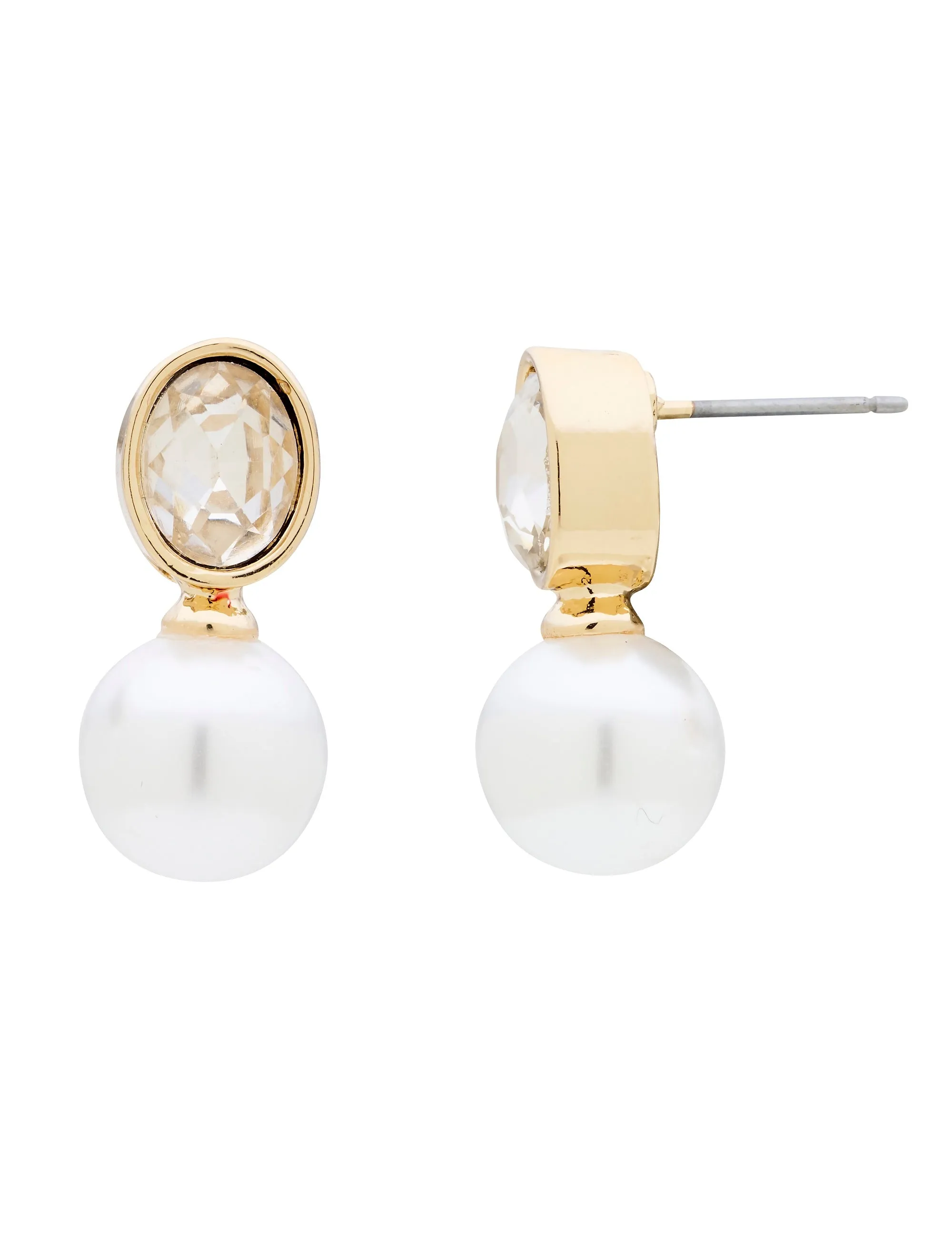 PEARL AND GLASS STONE STUD EARRINGS