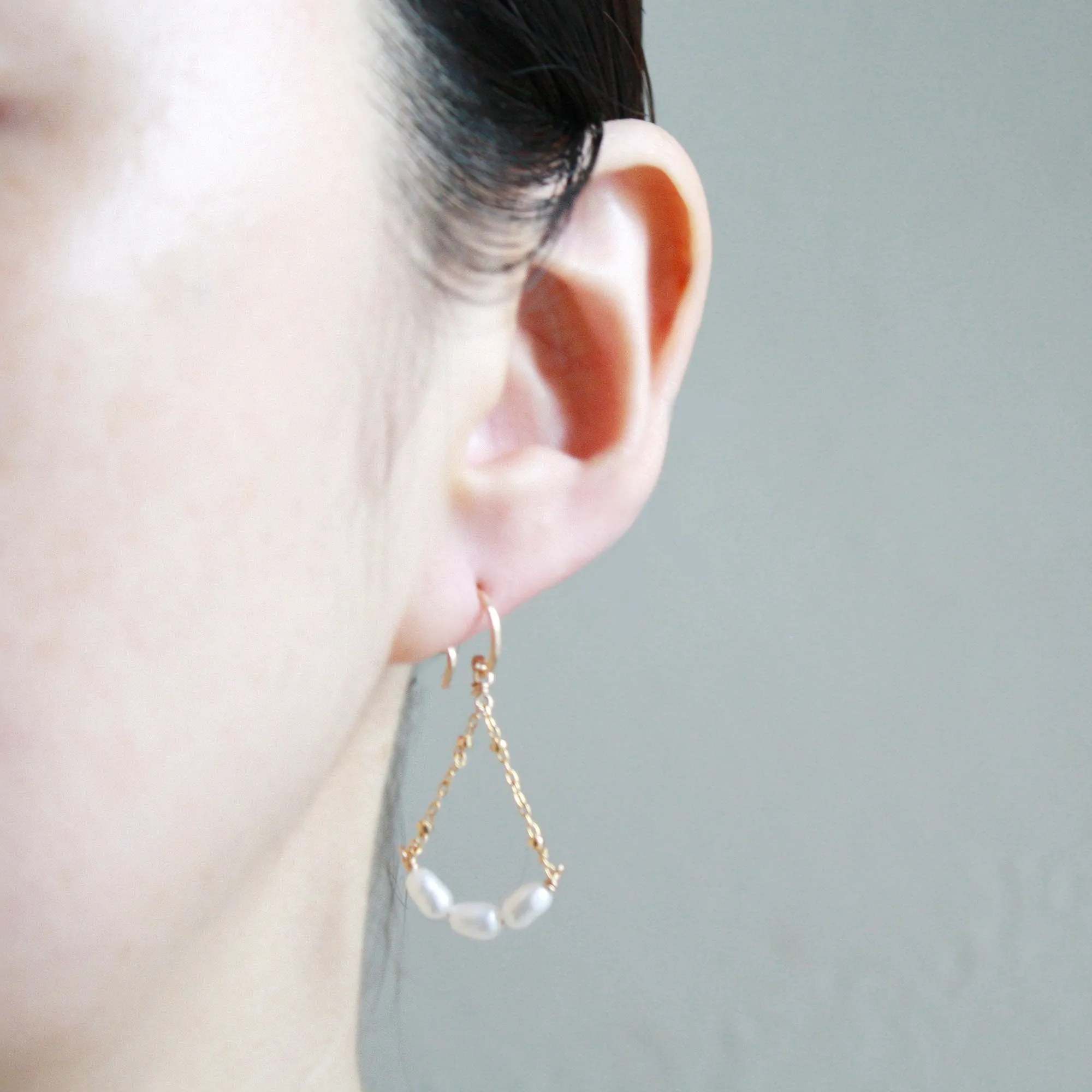 Pearl Arch Dangle Earrings - Small