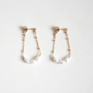 Pearl Arch Dangle Stud Earrings - Small