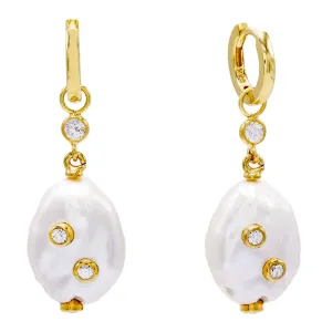 Pearl Bezel Huggie Earring
