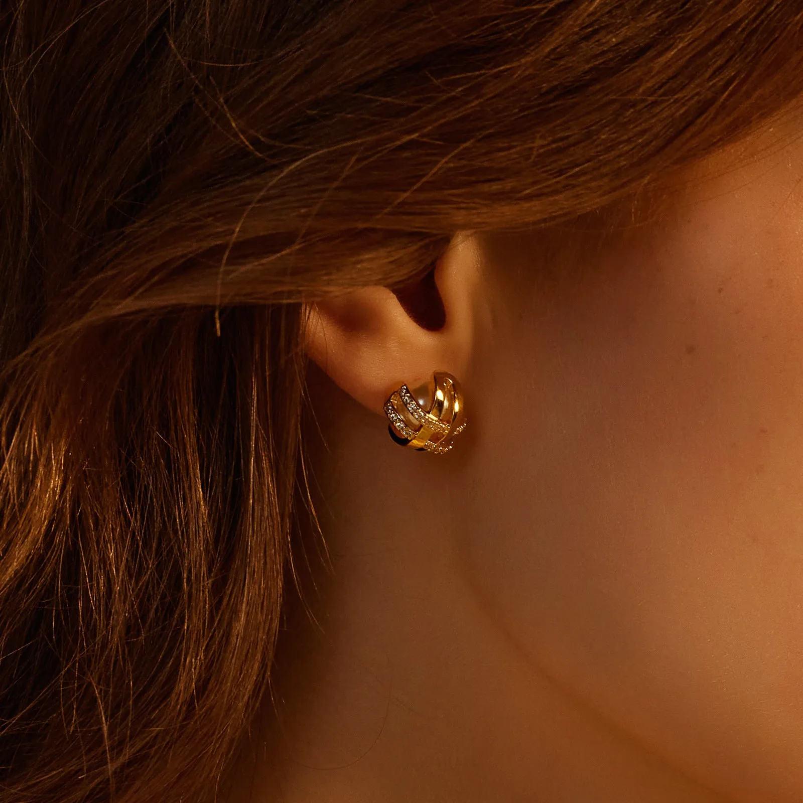 Pearl Coiled Stud Earrings