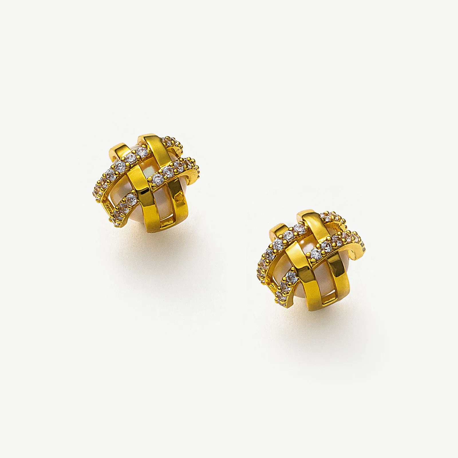Pearl Coiled Stud Earrings
