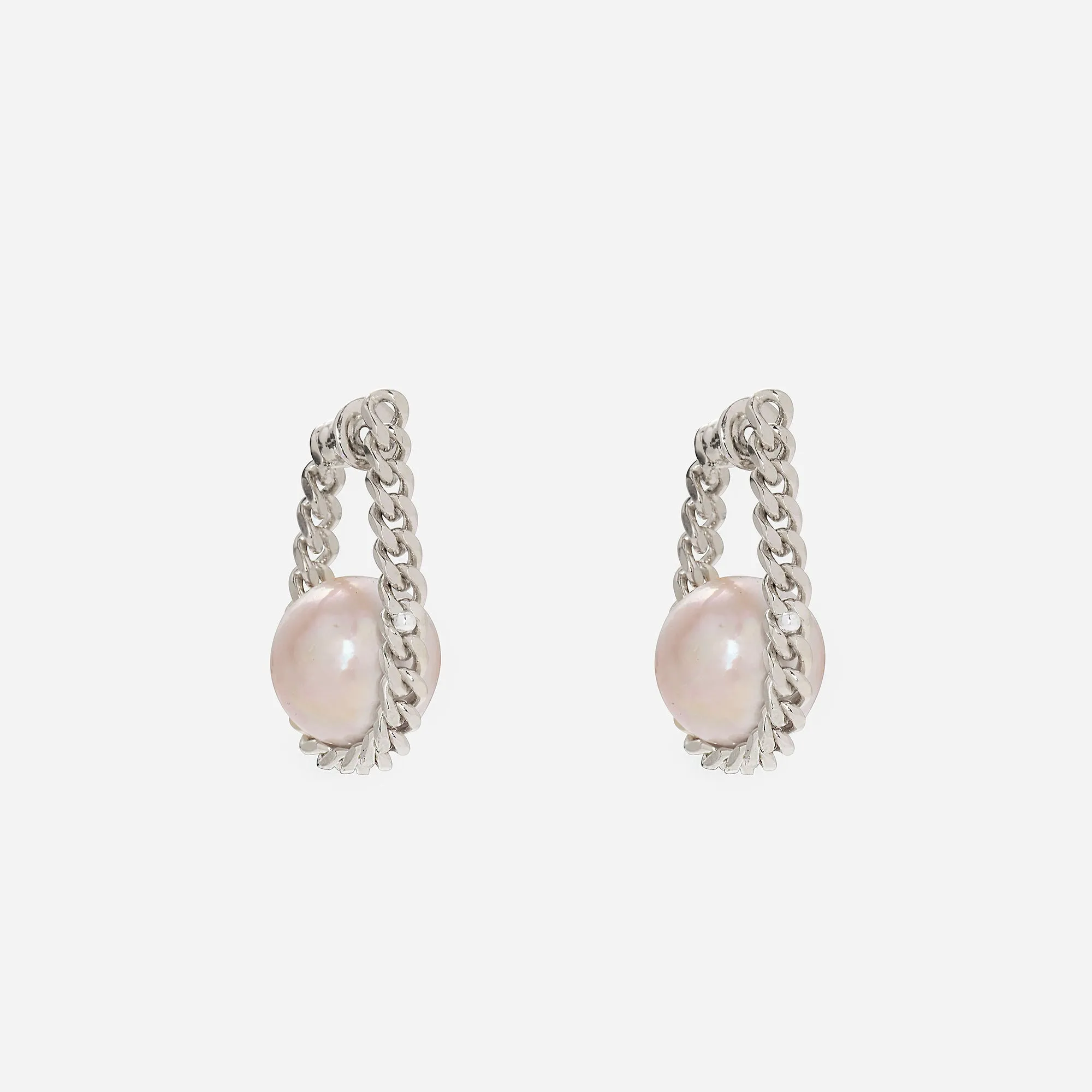 Pearl Cradle Earrings in Silver