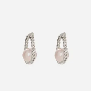 Pearl Cradle Earrings in Silver
