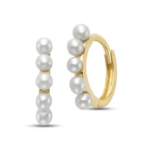 Pearl Huggie Hoop Earrings