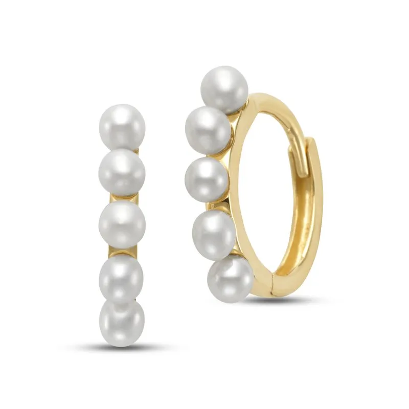 Pearl Huggie Hoop Earrings