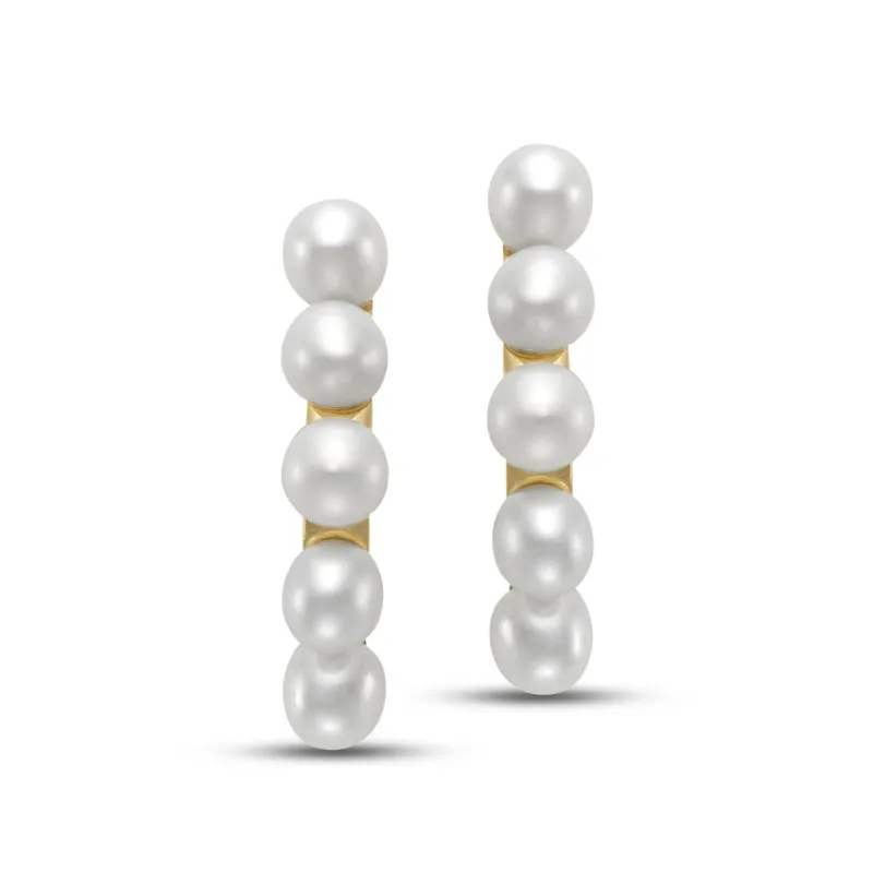 Pearl Huggie Hoop Earrings