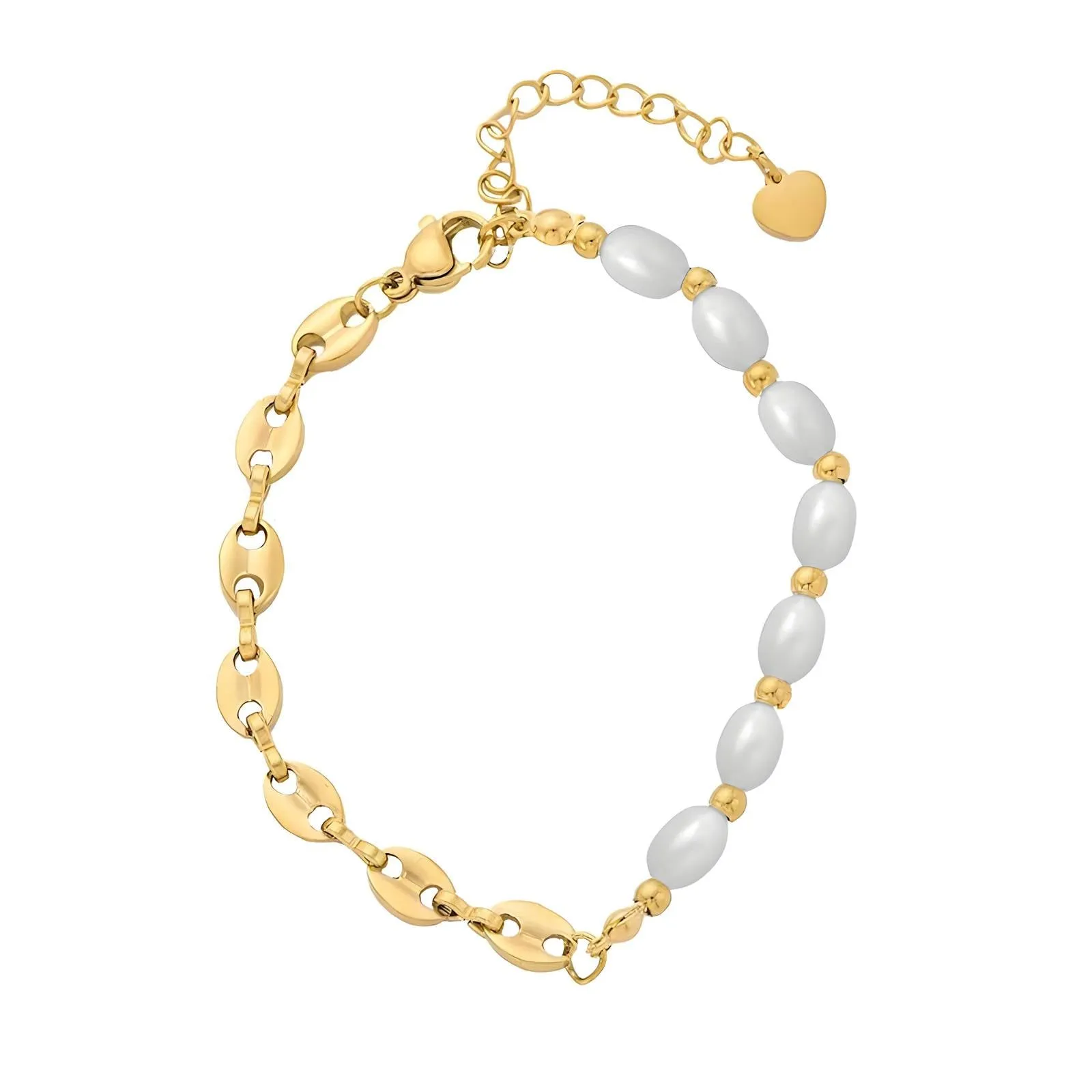Pearl Mosaic Link Bracelet – 18K Gold