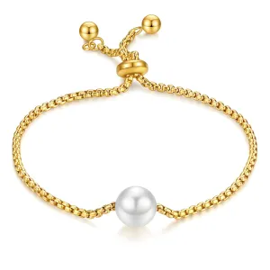 Pearl Slider Bolo Bracelet – 18K Gold