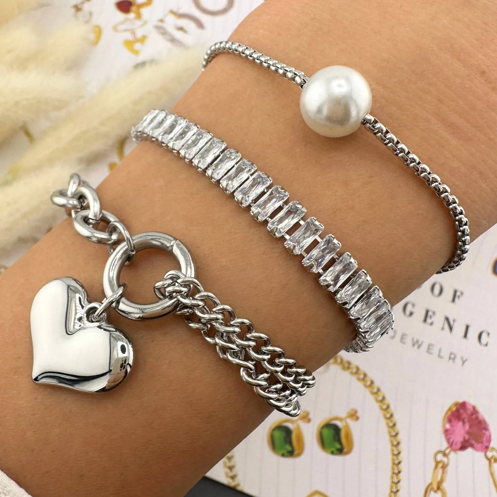 Pearl Slider Bolo Bracelet – Stainless Steel