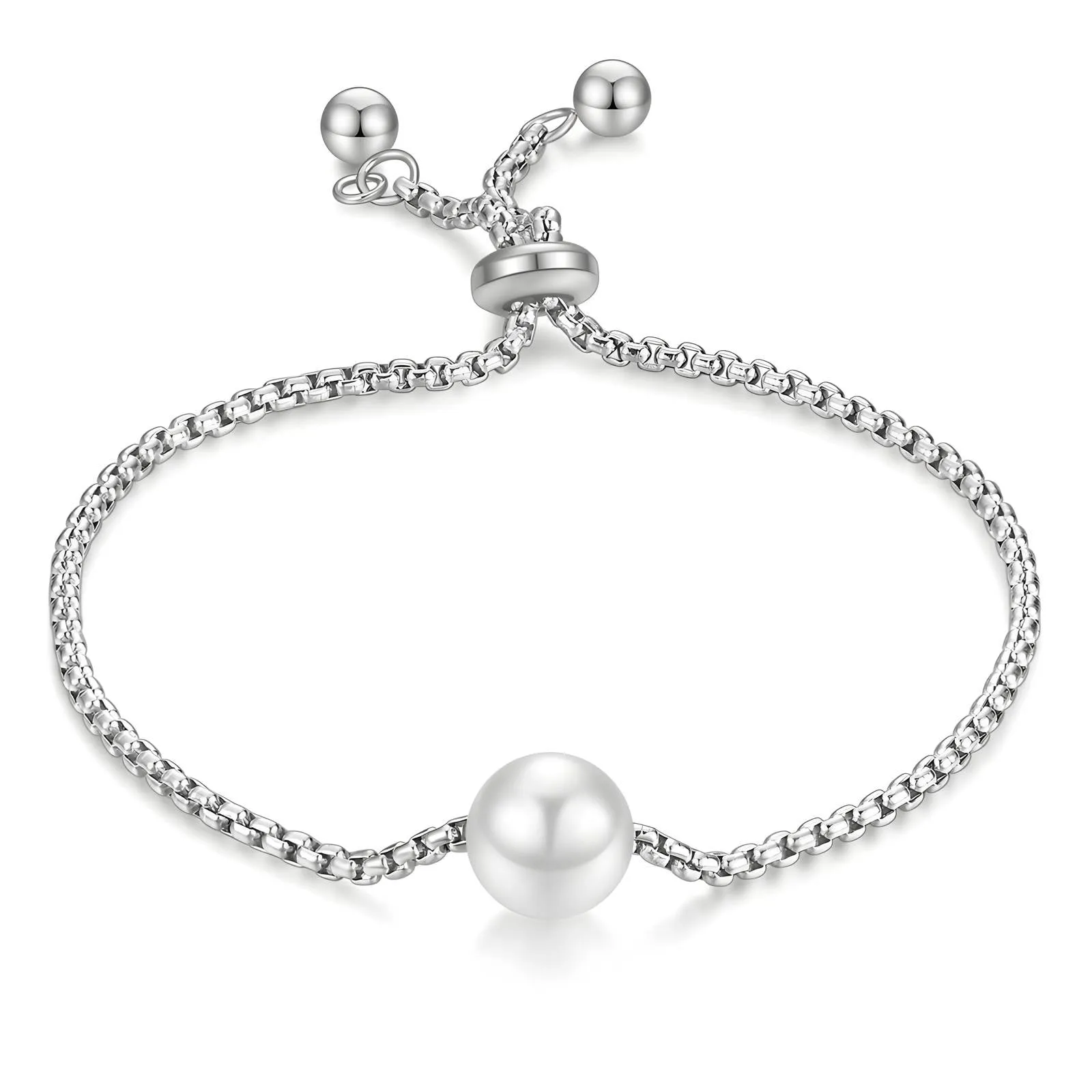 Pearl Slider Bolo Bracelet – Stainless Steel