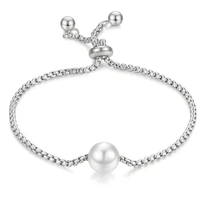 Pearl Slider Bolo Bracelet – Stainless Steel