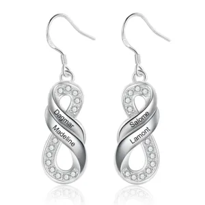 Personalized 4 Names Drop Earrings For Women