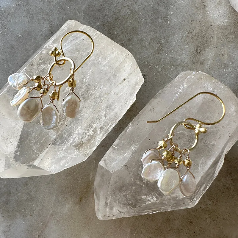 Petra Freshwater Pearl Cluster Earrings