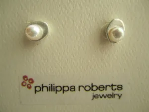 Philippa Roberts Small Pearl Sterling Silver Earrings
