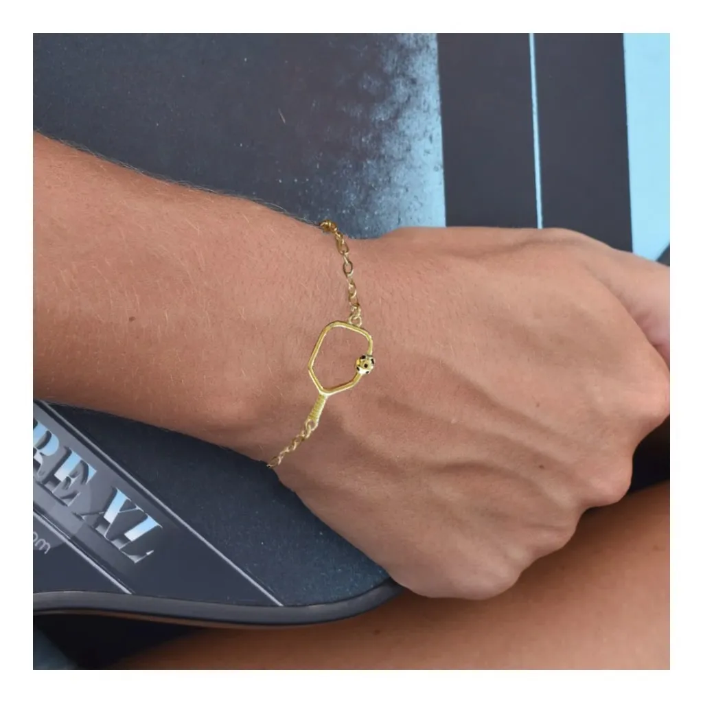 Pickleball Bracelet | Open Paddle Gold Plated Stainless