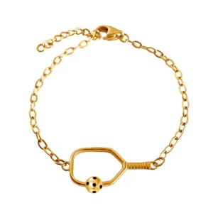 Pickleball Bracelet | Open Paddle Gold Plated Stainless
