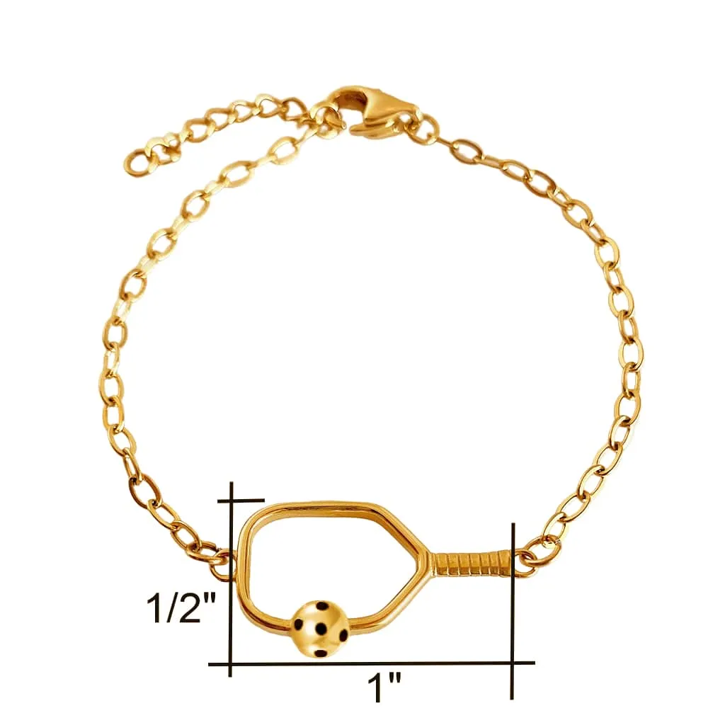 Pickleball Bracelet | Open Paddle Gold Plated Stainless