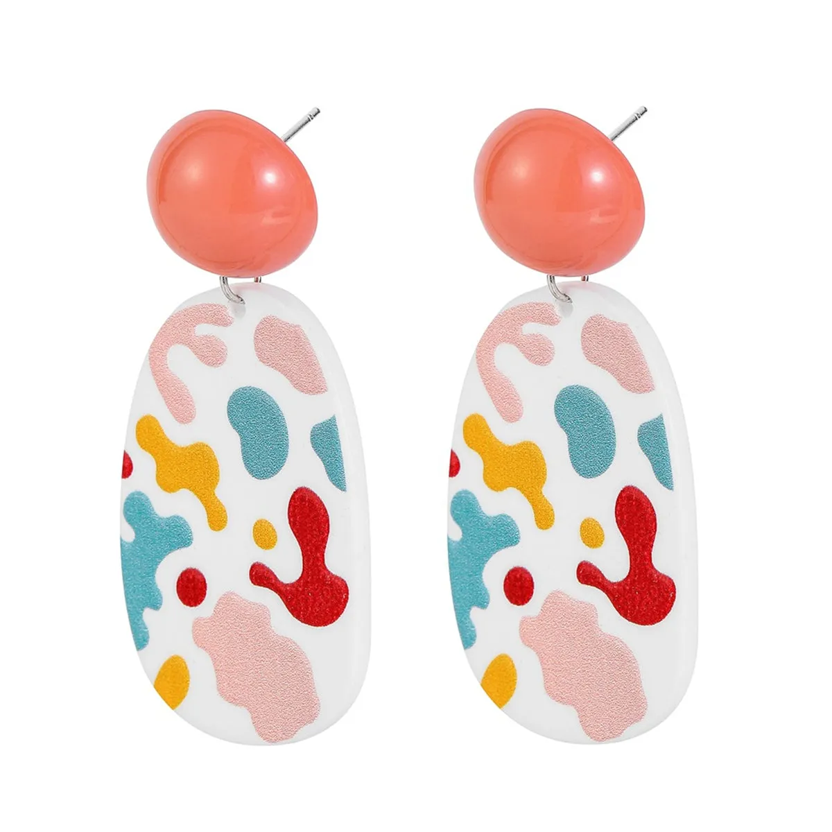 Pink & Red Oval Drop Earrings