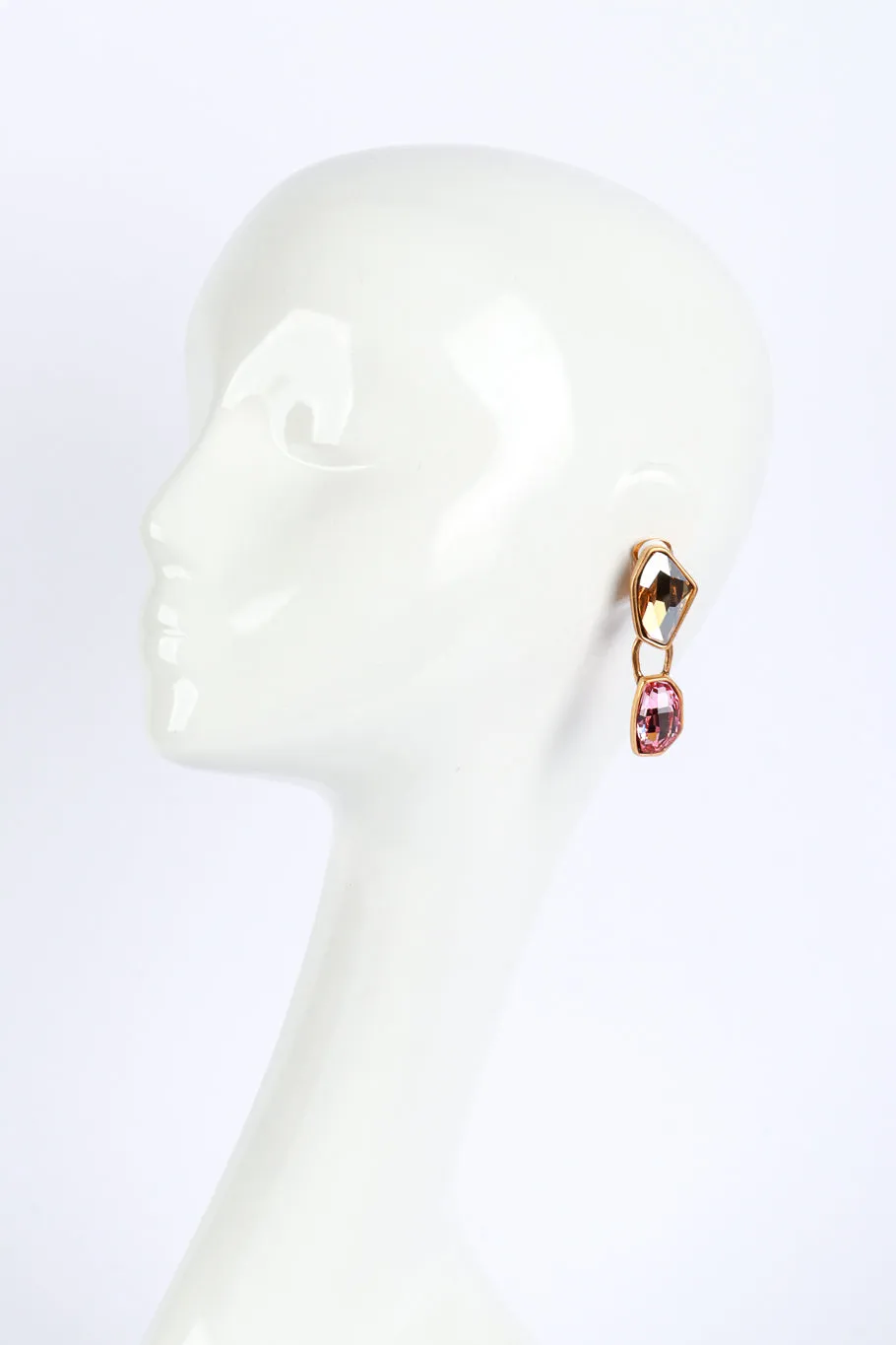Pink Color Block Geo Gem Drop Earrings