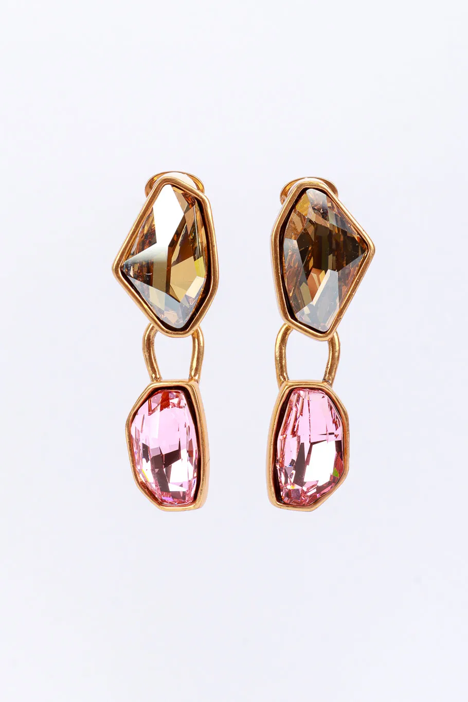 Pink Color Block Geo Gem Drop Earrings