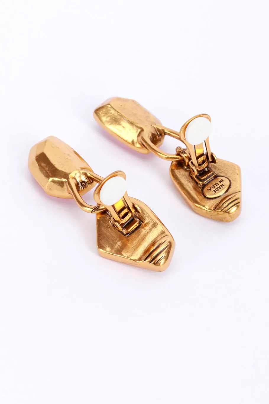Pink Color Block Geo Gem Drop Earrings