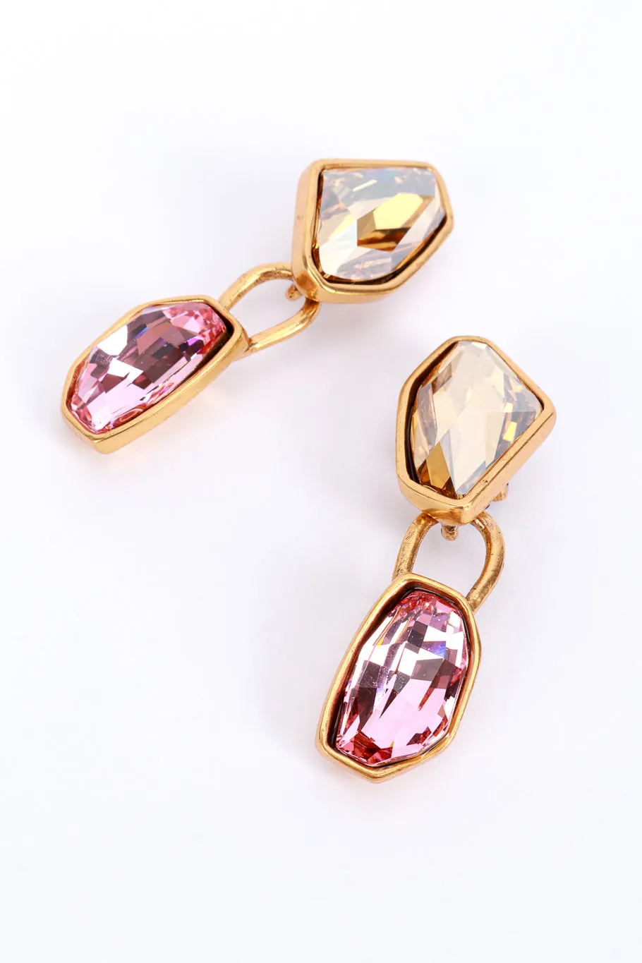 Pink Color Block Geo Gem Drop Earrings