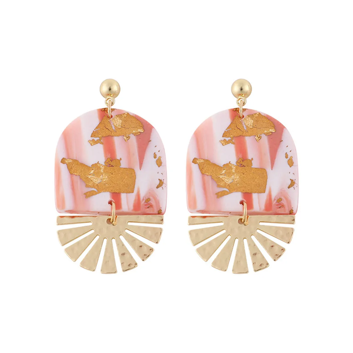 Pink Resin & 18K Gold-Plated Botanical Drop Earrings