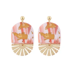 Pink Resin & 18K Gold-Plated Botanical Drop Earrings
