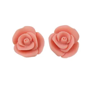 Pink Resin Rose Stud Pierced Earring - FE601PK