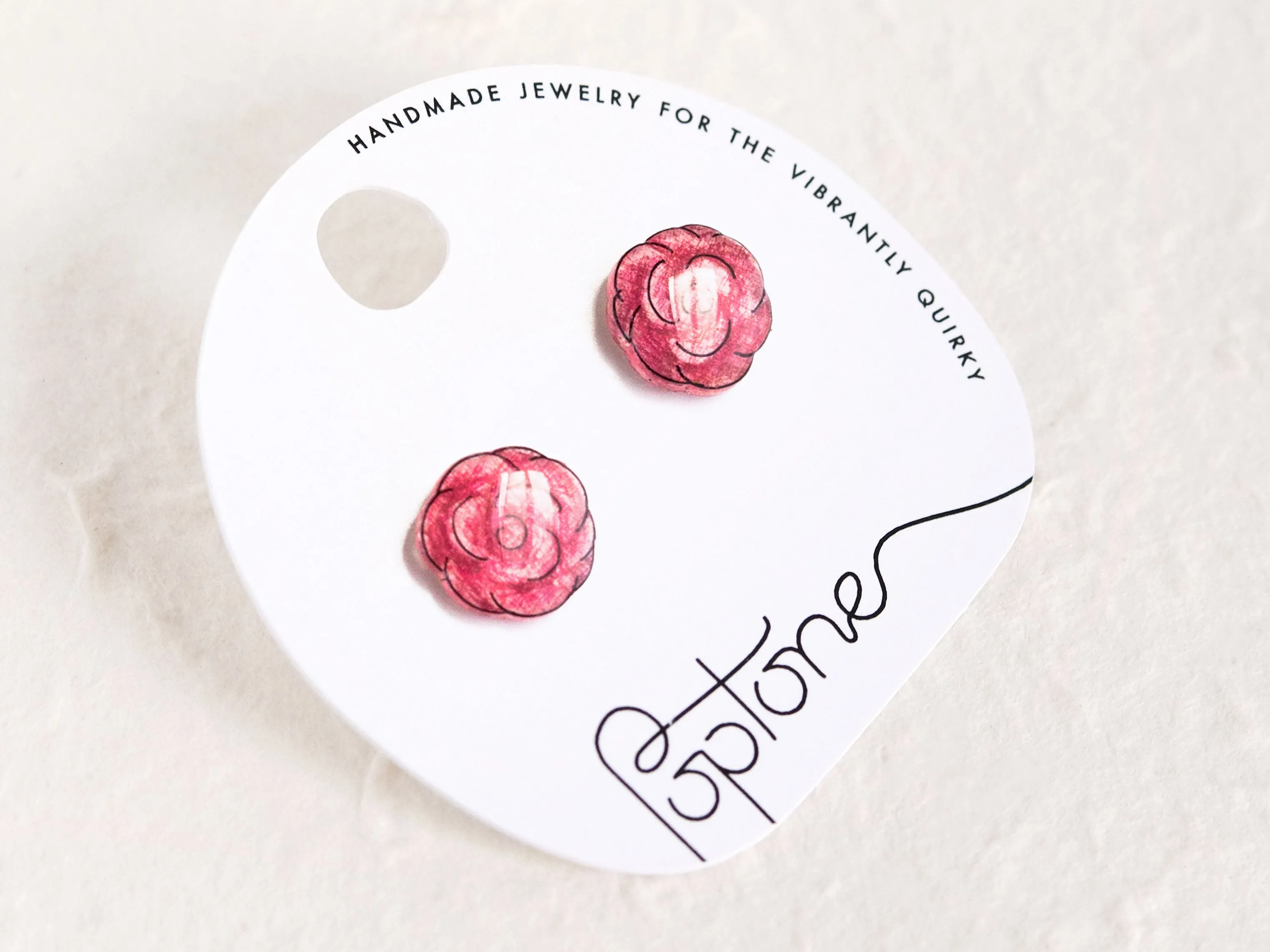 Pink Rose Flower Stud Earrings