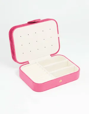 Pink Velvet Fabric Rectangle Jewellery Box