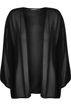 Plain 3/4 Open Kimono Cardigan Top