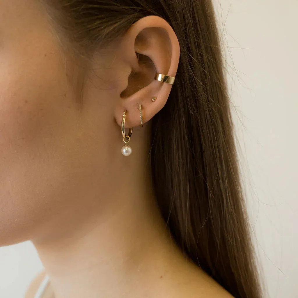 Poppy Finch Small Gold Hoop Pearl Earrings