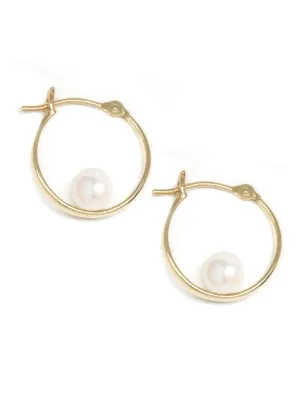 Poppy Finch Small Pearl Gold Huggies