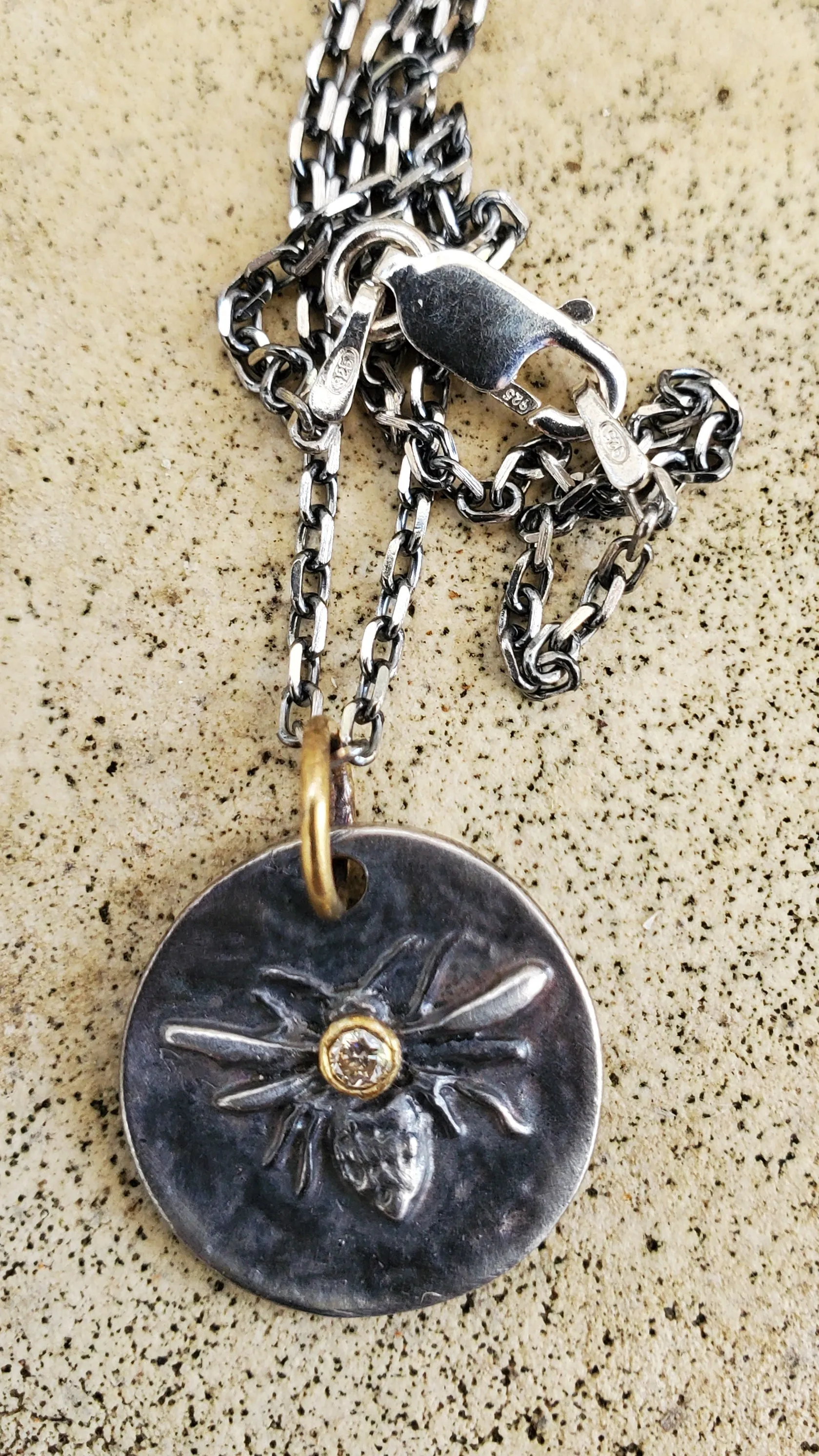 Prehistoric Works  Oxidized Sterling Silver & 24K gold Queen Bee