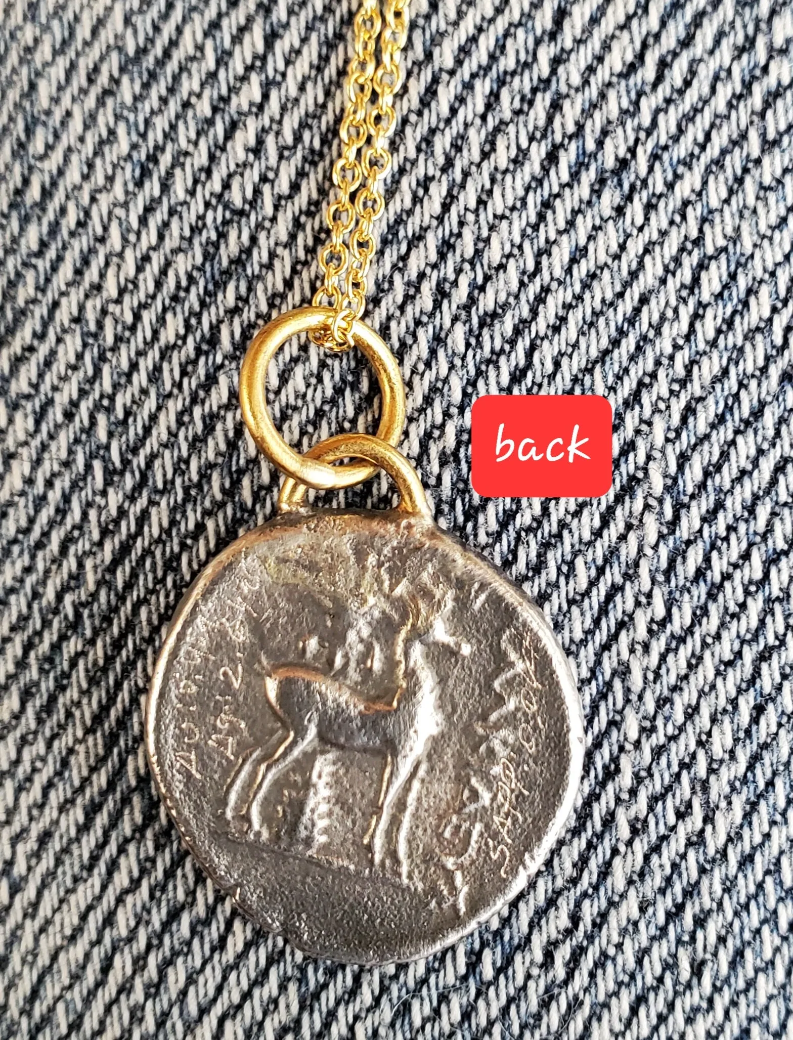 Prehistoric Works Oxidized sterling silver & Sapphire Ephesus Coin