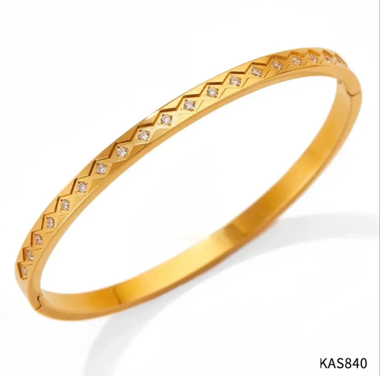 Pretty Diamonds Classic Style Geometric Stainless Steel Plating Inlay Zircon Bangle