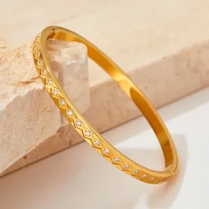 Pretty Diamonds Classic Style Geometric Stainless Steel Plating Inlay Zircon Bangle