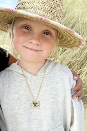 Pretty In Pink Girls Butterfly Necklace