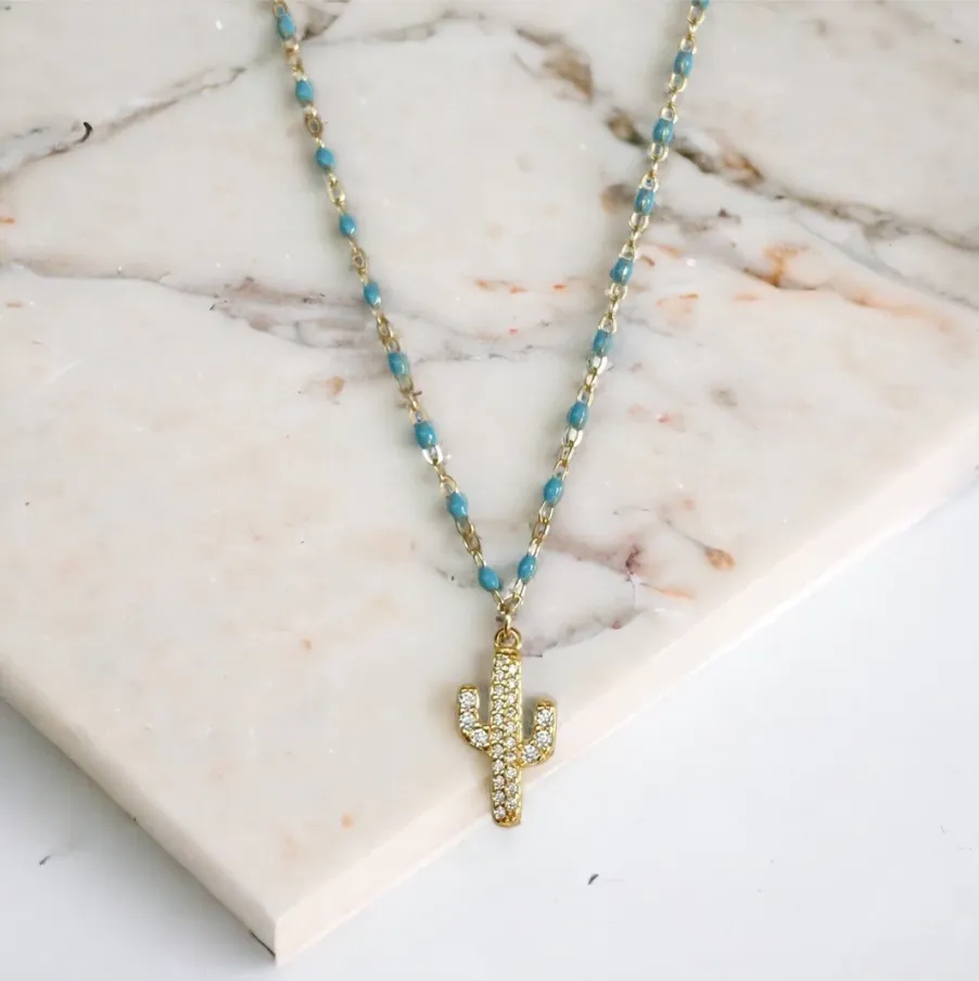 PRICKLY RESIN NECKLACE TURQUOISE