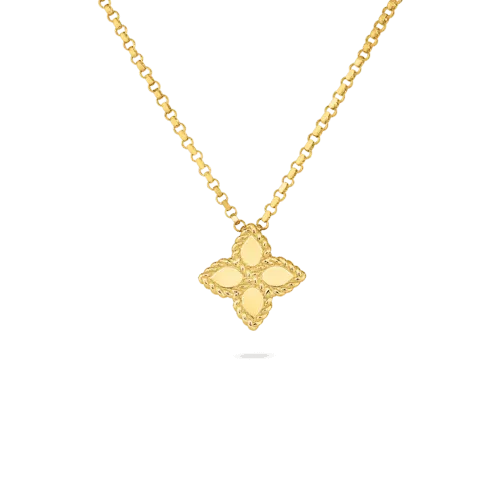 Princess 18K Yellow Gold Small Flower Pendant Necklace