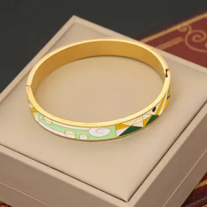Printed Patterns Stainless Steel 18K Gold Plated Bracelet