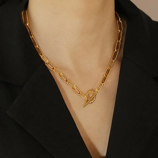Punk Gold Portrait Coin Pendant Necklace For Women Cuban Multilayered Chunky Thick Chain Choker Necklaces Gothtic Jewelry